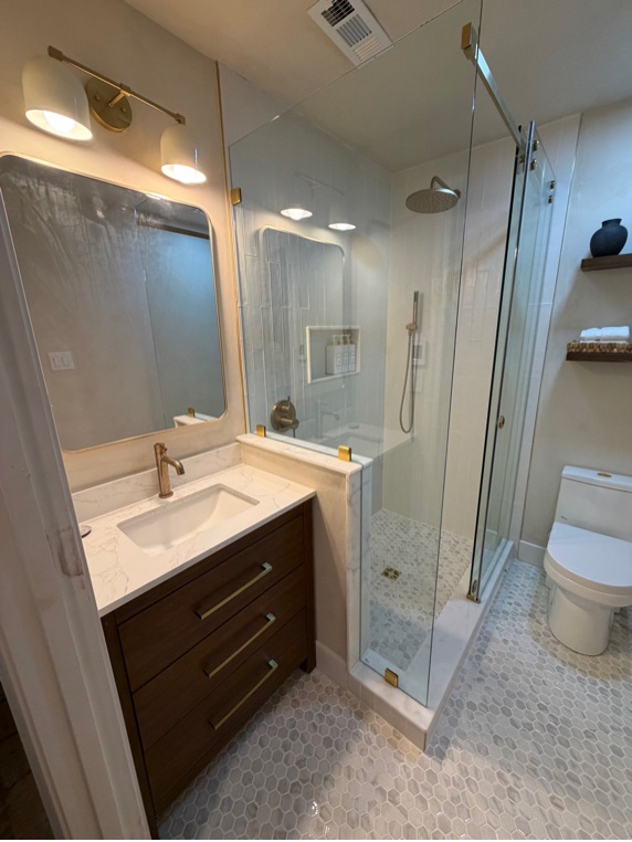 Bathroom vanity wall after renovation